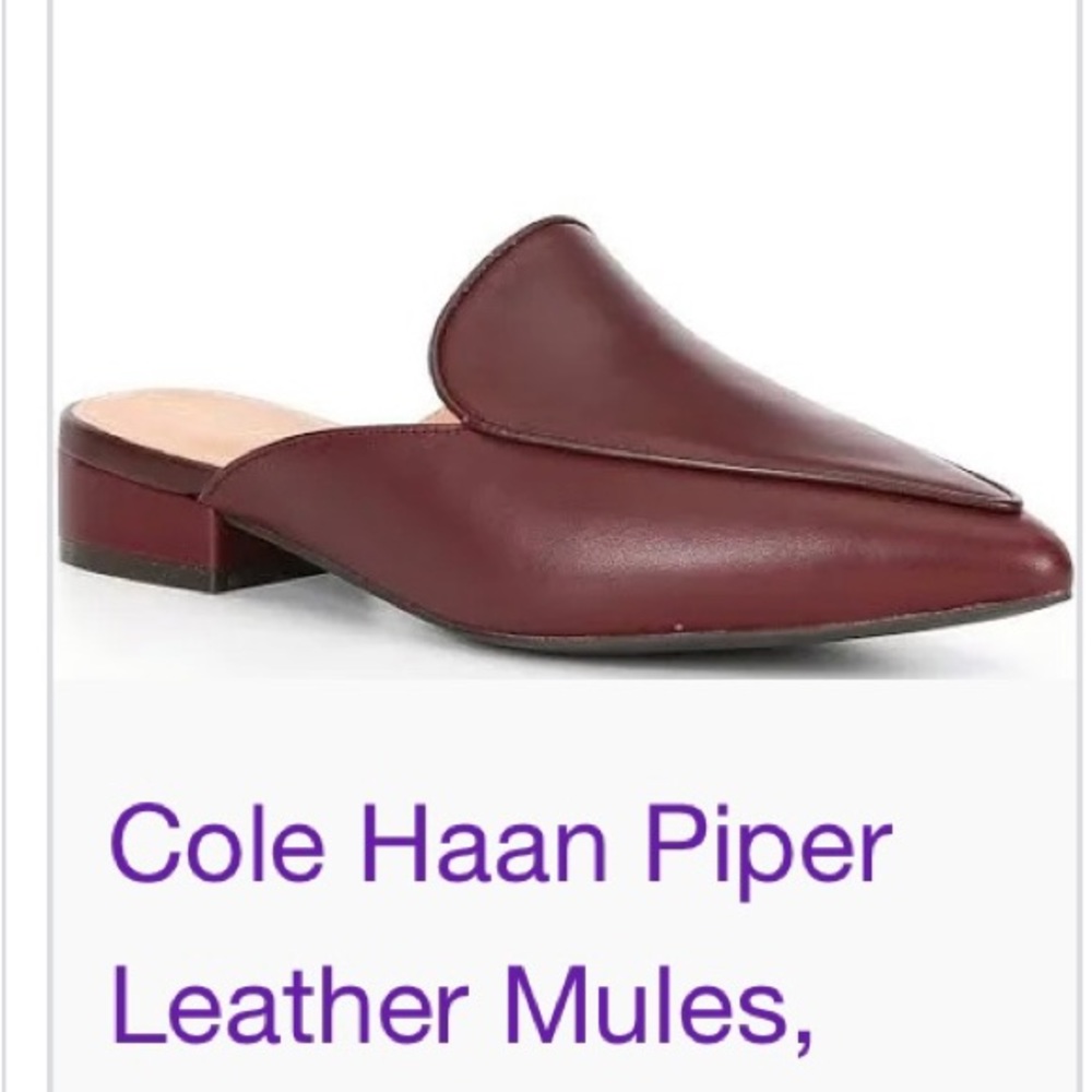 Cole Haan Ladies leather pointed-toe flat mules